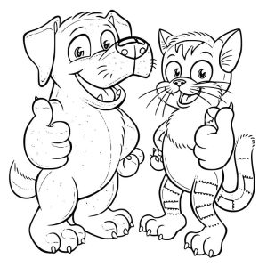 Animated Dog and Cat coloring page