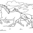 Cool Two Race Horses Running coloring page