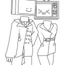 Cute Tv Man and TV Woman coloring page