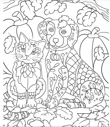 Dog and Cat Art coloring page