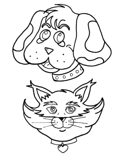 Dog and Cat Face coloring page