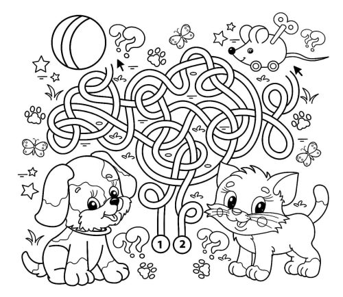 Dog and Cat Game coloring page