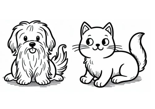 Dog and Cat Printable coloring page