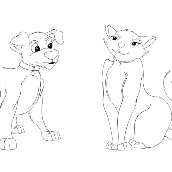 Dog with a Cat coloring page