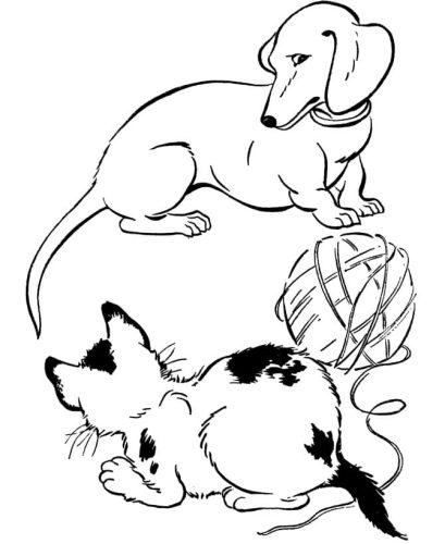 Dog with Cat coloring page