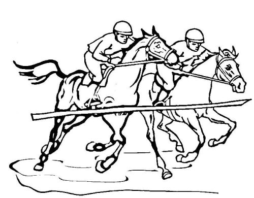 Drawing Two Race Horses coloring page