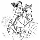 Fun Girl Riding Race Horse coloring page