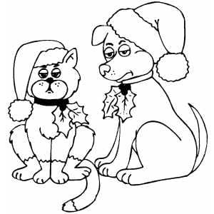 Grumpy Dog and Cat coloring page