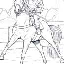 Jockey on Race horse coloring page