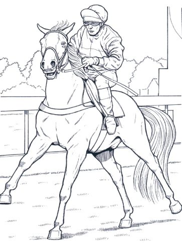 Jockey on Race horse coloring page