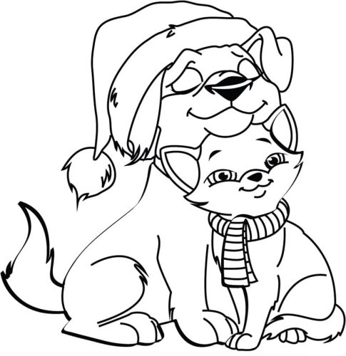 Lovely Dog and Cat coloring page