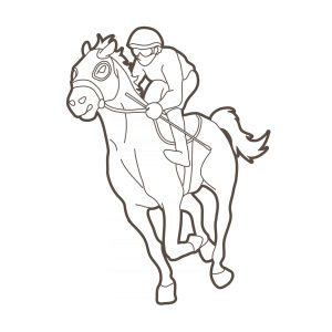 Outline Jockey Sport Race Horse coloring page