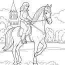 Princess Riding Race Horse coloring page