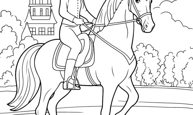 Princess Riding Race Horse coloring page