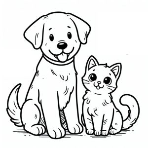 Print Dog and Cat coloring page