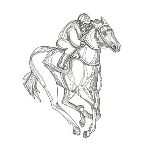 Horse Racing Jockey Doodle Art coloring page