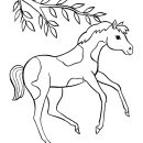 Race Horse With Leaves coloring page