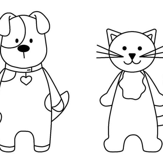 Simple Dog and Cat coloring page