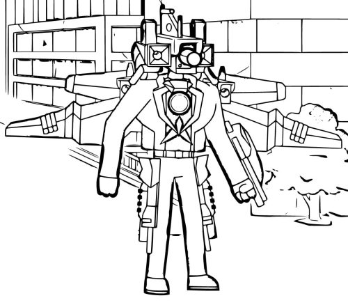 Skibidi Toilet Cool Character coloring page