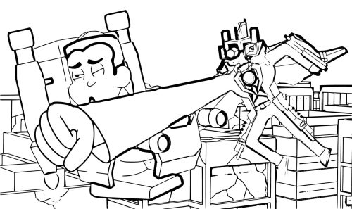 Skibidi Toilet Fight coloring page