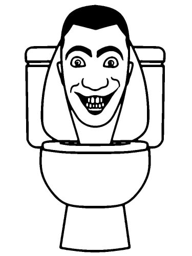 Smiling Skibidi Toilet coloring page