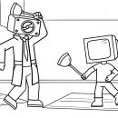 Speakerman and TV Woman coloring page