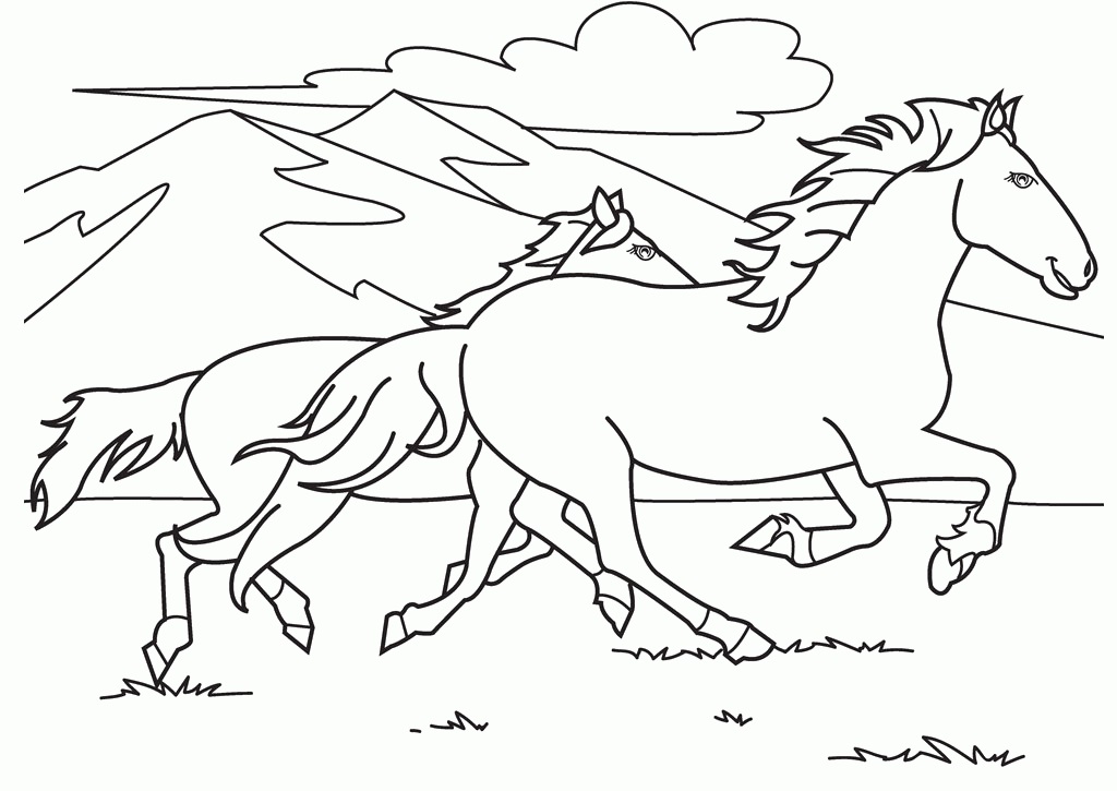 Two Race Horse coloring page