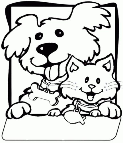 Very Cute Dog and Cat coloring page