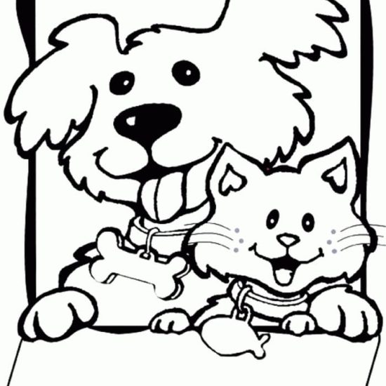 Very Cute Dog and Cat coloring page